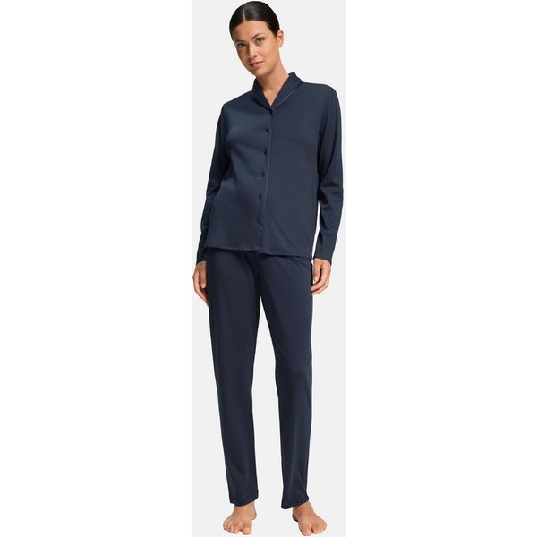 Hanro Pyjama Cotton Silk (Set, 2 tlg) Pyjama - Baumwolle - Blickdicht - Schalkragen mit Seidenpaspel