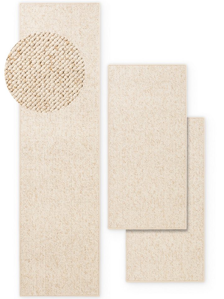 HANSE Home Bettumrandung Wolly 2, Höhe 12 mm, (3-tlg), Bettvorleger, 3-teiliger Läufer Set, Unifarben, Kurzflor, Bettläufer – Bild 2 von 5