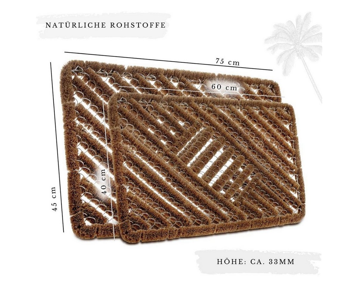 HANSE Home Fußmatte Grid Brushes Mat, Türmatte, rechteckig, Höhe: 33 mm, Gitter, Robust, Bürsten, Innen, Außen, Schmutzabtreter, Wetterfest – Bild 3 von 5