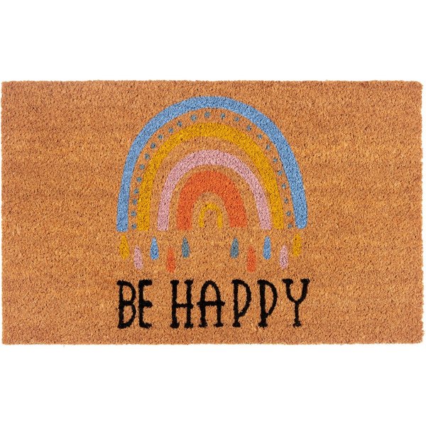HANSE Home Fußmatte Kokos Be Happy, Türmatte, rechteckig, Höhe: 15 mm, Schmutzfangmatte, Rutschfest, Outdoor, Innen, Außen, Kokosmatte, Flur