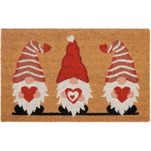 HANSE Home Fußmatte Kokos Gnome Heart, Türmatte, rechteckig, Höhe: 15 mm, Schmutzfangmatte, Rutschfest, Outdoor, Weihnachten, Kokosmatte, Zwerg