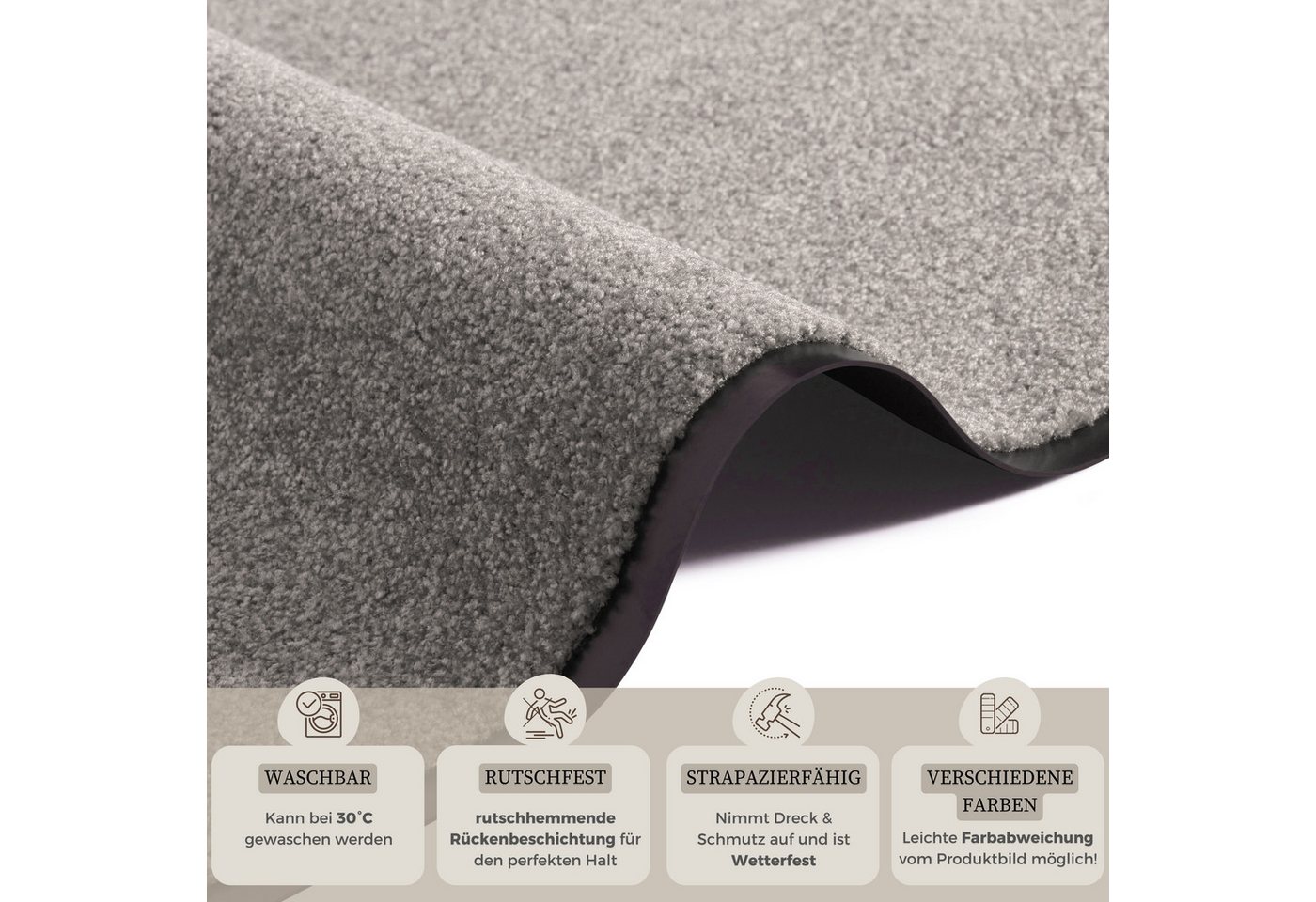 HANSE Home Fußmatte Wash & Clean, rechteckig, Höhe: 7 mm, Schmutzfangmatte, Türmatte, In- und Outdoor, Teppich, Läufer, waschbar – Bild 3 von 5