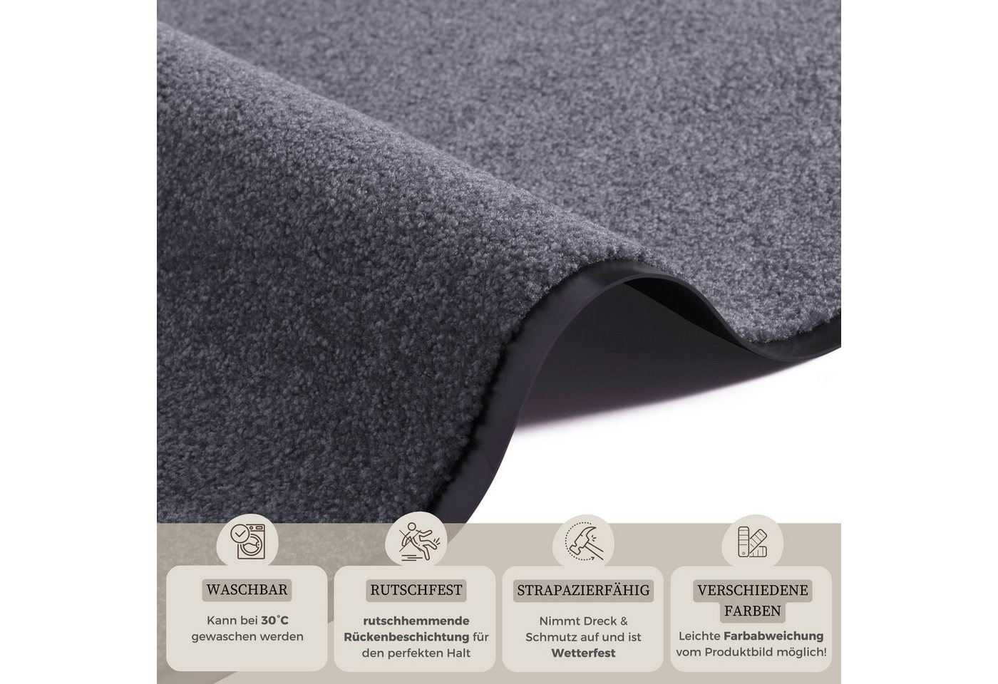 HANSE Home Fußmatte Wash & Clean, rechteckig, Höhe: 7 mm, Schmutzfangmatte, Türmatte, In- und Outdoor, Teppich, Läufer, waschbar – Bild 3 von 5