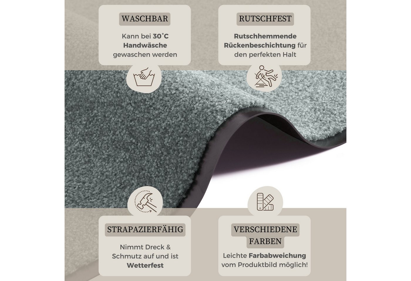 HANSE Home Fußmatte Wash & Clean, rechteckig, Höhe: 7 mm, Schmutzfangmatte, Türmatte, In- und Outdoor, Teppich, Läufer, waschbar – Bild 3 von 5