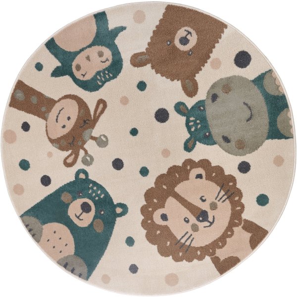 HANSE Home Kinderteppich Adventures Animal Party, rund, Höhe: 8 mm, Spielteppich, fest, Kinderzimmer, Kurzflor, Spielunterlage