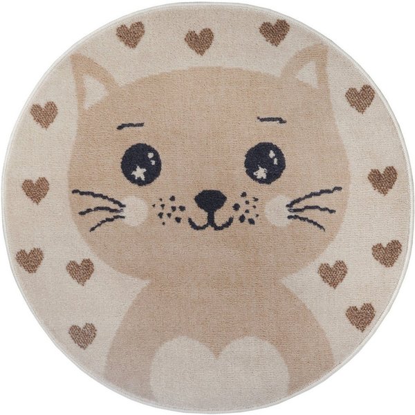 HANSE Home Kinderteppich Adventures Cat, rund, Höhe: 8 mm, Spielteppich, fest, Kinderzimmer, Kurzflor, Spielunterlage