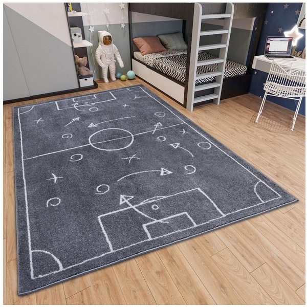 HANSE Home Kinderteppich Adventures Gameplan, rechteckig, Höhe: 7 mm, Spielteppich, fest, Kinderzimmer, Fußball, Spielunterlage