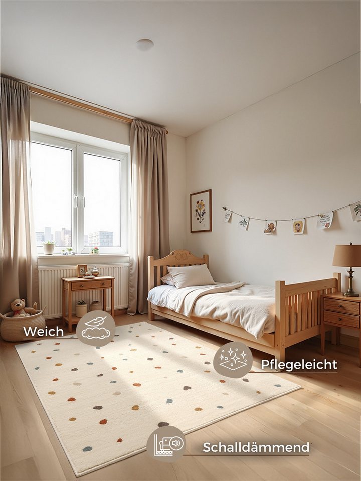 HANSE Home Kinderteppich Funny Dots, rechteckig, Höhe: 8 mm, Spielteppich, Kinderzimmer, Kurzflor, Spielunterlage, auch in rund – Bild 3 von 5