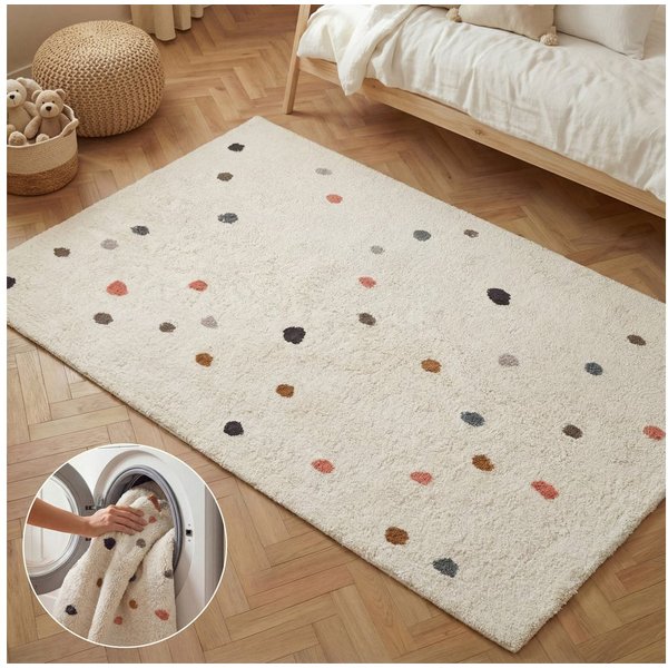 HANSE Home Kinderteppich Pippo, rechteckig, Höhe: 10 mm, Waschbar, Handgemacht, Baumwolle, Rutschfest Spielteppich Kinderzimmer