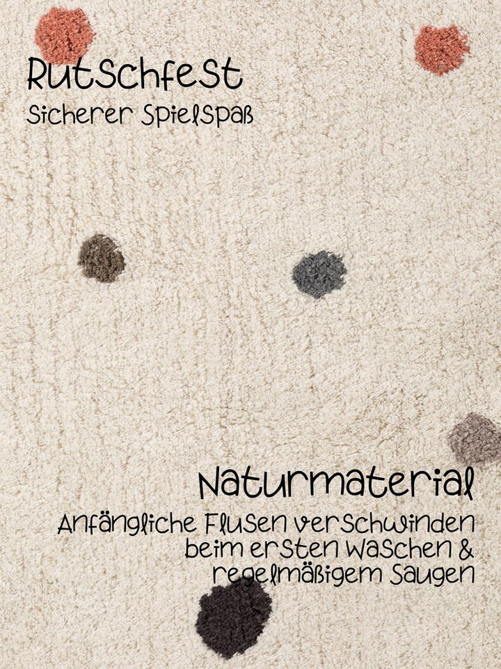 HANSE Home Kinderteppich Pippo, rechteckig, Höhe: 10 mm, Waschbar, Handgemacht, Baumwolle, Rutschfest Spielteppich Kinderzimmer – Bild 4 von 5