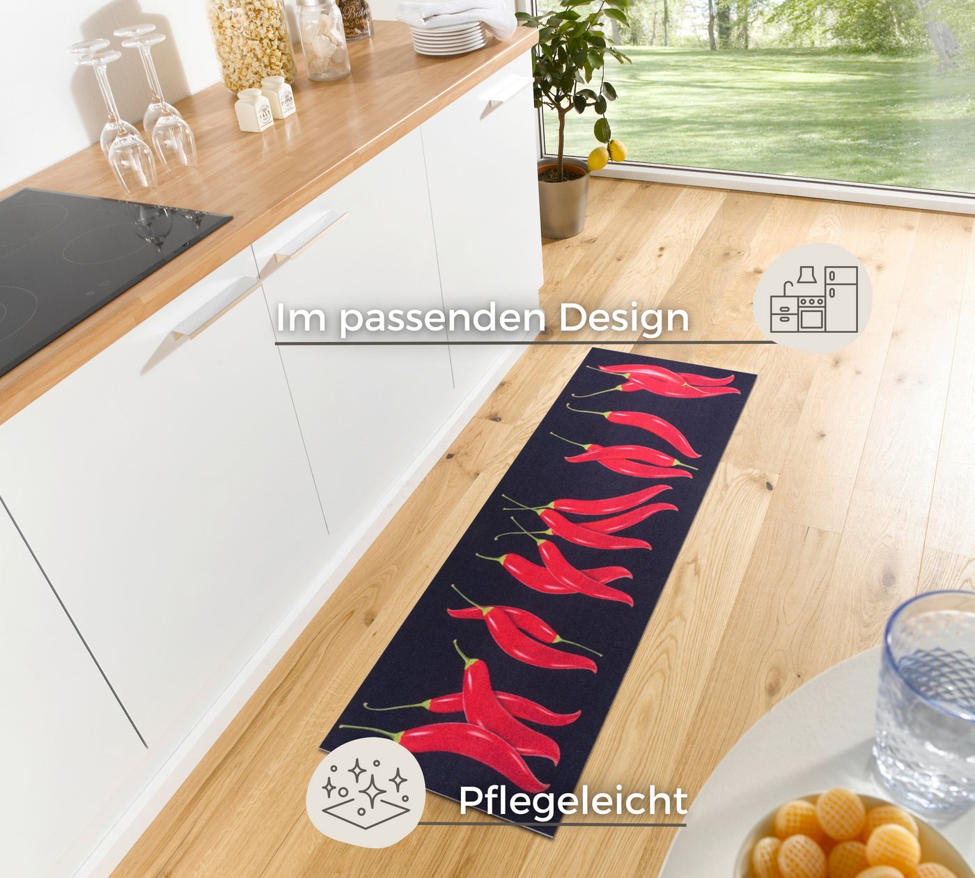 HANSE Home Küchenläufer Chili Dance, rechteckig, Höhe: 3 mm, Läufer, Rutschfest, Küchenteppich, Küche, Teppich, Pflegeleicht – Bild 3 von 5