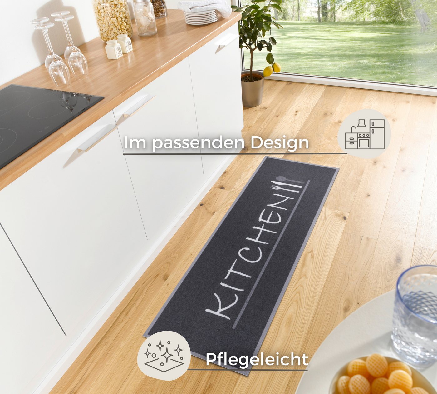 HANSE Home Küchenläufer Kitchen Cutlery, rechteckig, Höhe: 3 mm, Läufer, Rutschfest, Küchenteppich, Küche, Teppich, Pflegeleicht – Bild 3 von 5