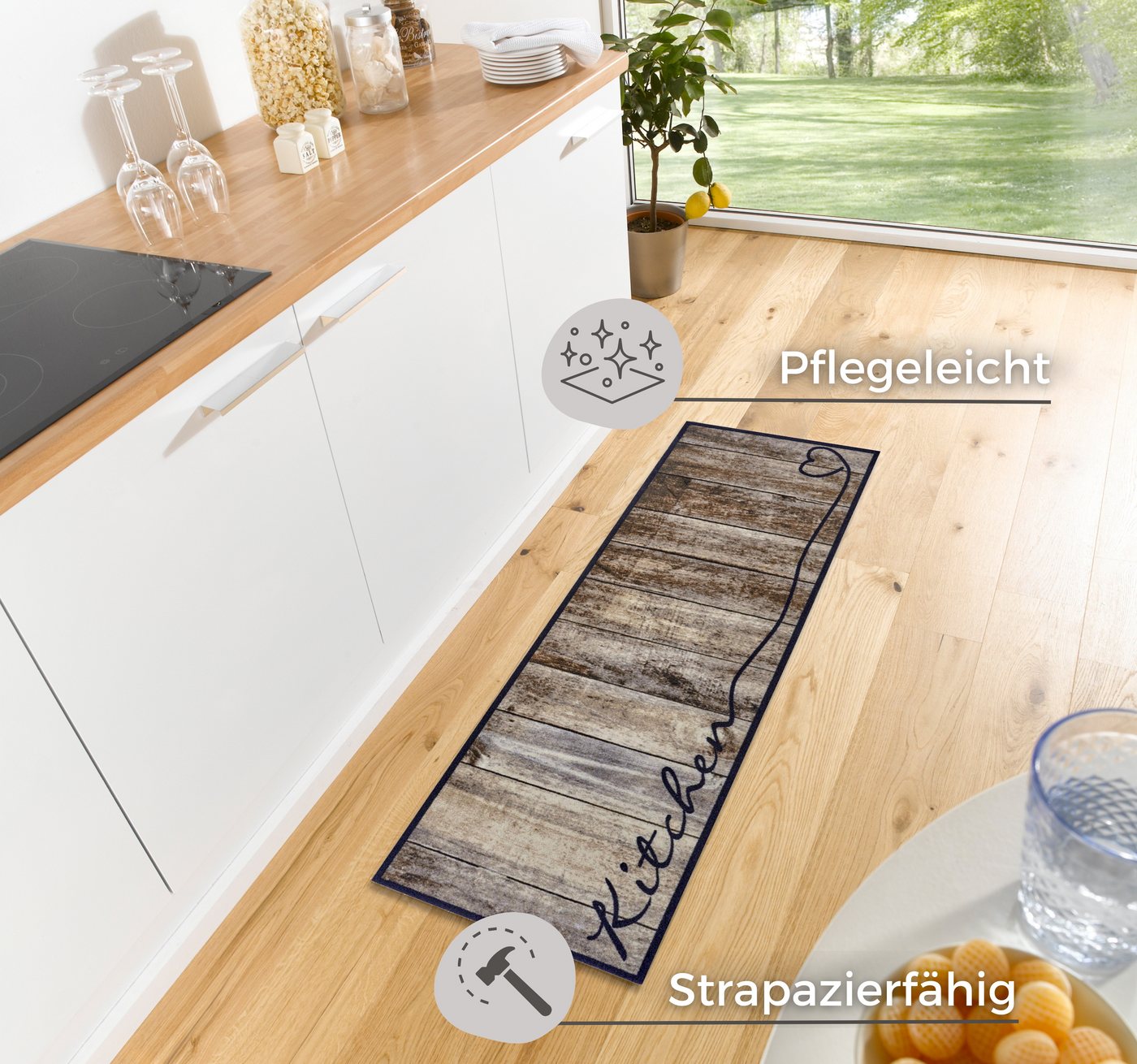 HANSE Home Küchenläufer Kitchen Herz, rechteckig, Höhe: 5 mm, Läufer, Rutschfest, Küchenteppich, Küche, Teppich, Pflegeleicht – Bild 4 von 5