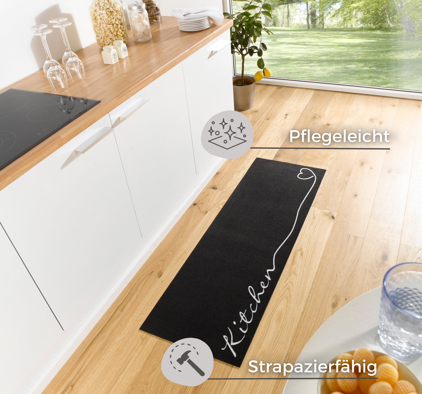 HANSE Home Küchenläufer Kitchen Herz, rechteckig, Höhe: 5 mm, Läufer, Rutschfest, Küchenteppich, Küche, Teppich, Pflegeleicht – Bild 4 von 5
