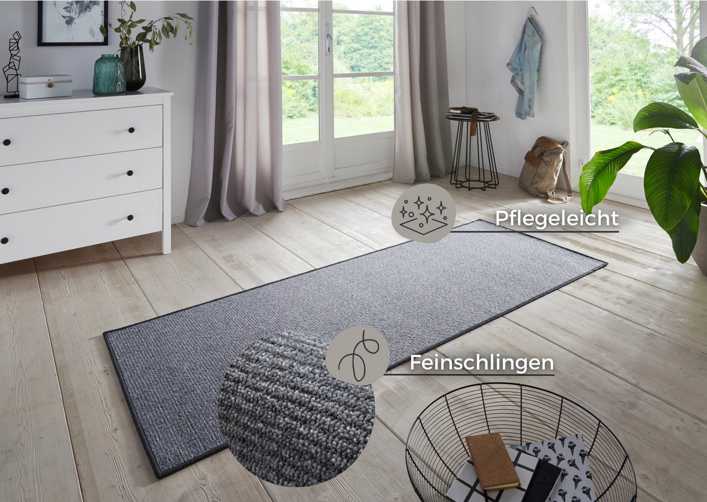 HANSE Home Läufer Bouclé, rechteckig, Höhe: 5 mm, rutschfest, Sisal Optik, Teppich, Küche, Flur, schlicht, umkettelt – Bild 3 von 5
