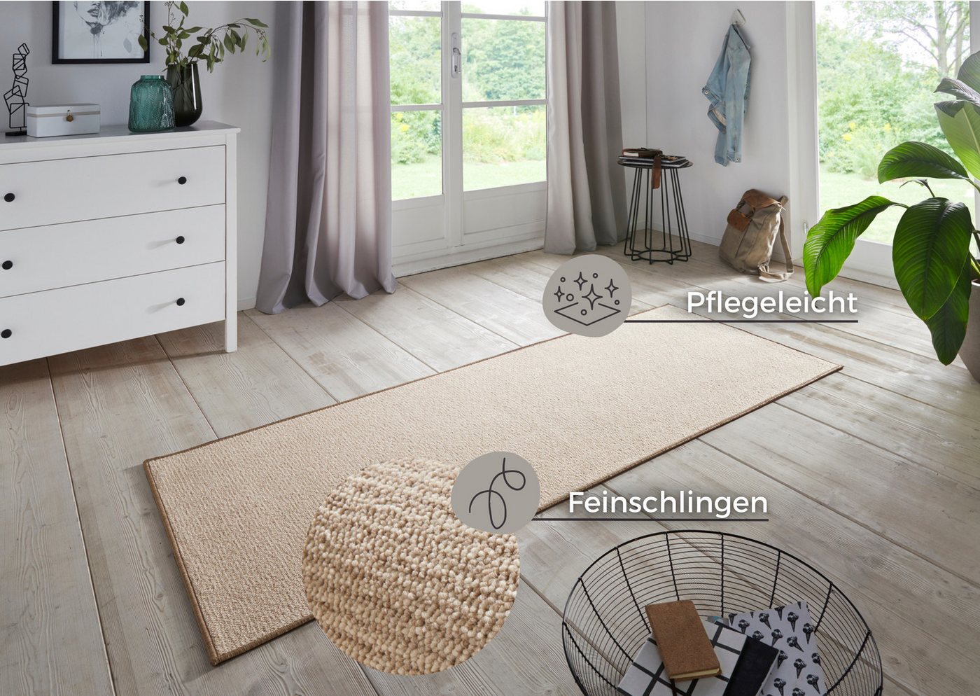 HANSE Home Läufer Bouclé, rechteckig, Höhe: 5 mm, rutschfest, Sisal Optik, Teppich, Küche, Flur, schlicht, umkettelt – Bild 3 von 5