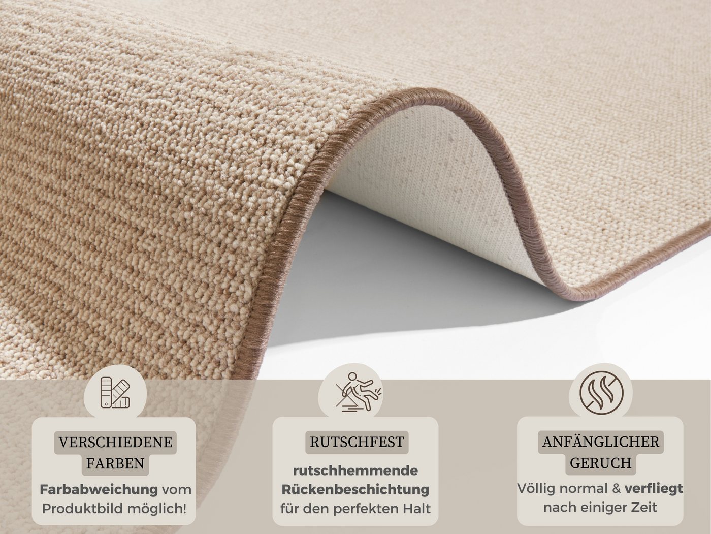 HANSE Home Läufer Bouclé, rechteckig, Höhe: 5 mm, rutschfest, Sisal Optik, Teppich, Küche, Flur, schlicht, umkettelt – Bild 4 von 5