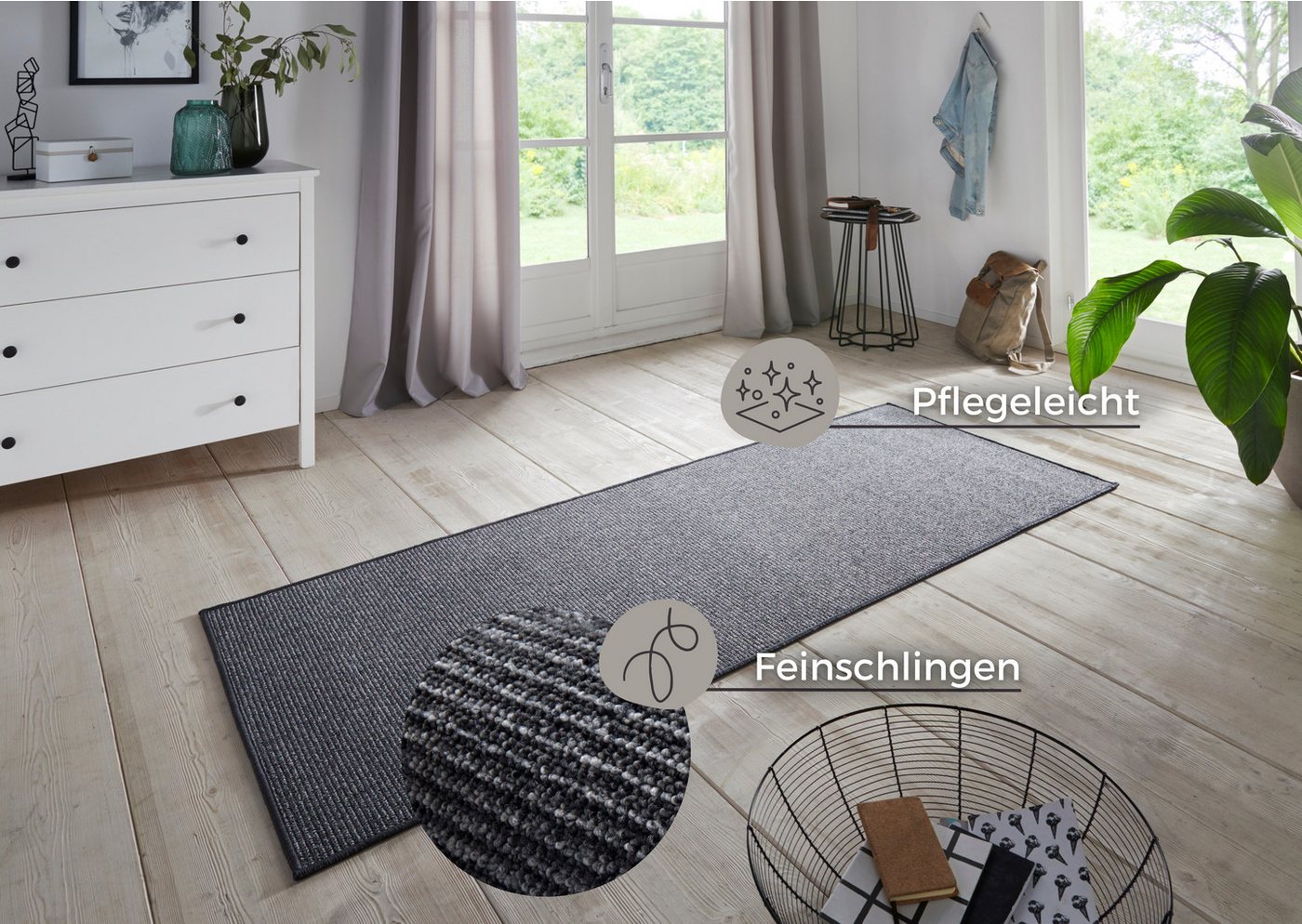 HANSE Home Läufer Bouclé, rechteckig, Höhe: 5 mm, rutschfest, Sisal Optik, Teppich, Küche, Flur, schlicht, umkettelt – Bild 3 von 5