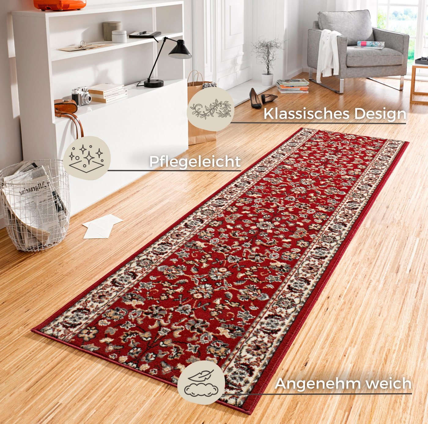 HANSE Home Läufer Vintage, rechteckig, Höhe: 9 mm, Teppichläufer, Kurzflor, Orient, Vintage, Retro, Flur, Schlafzimmer – Bild 3 von 5