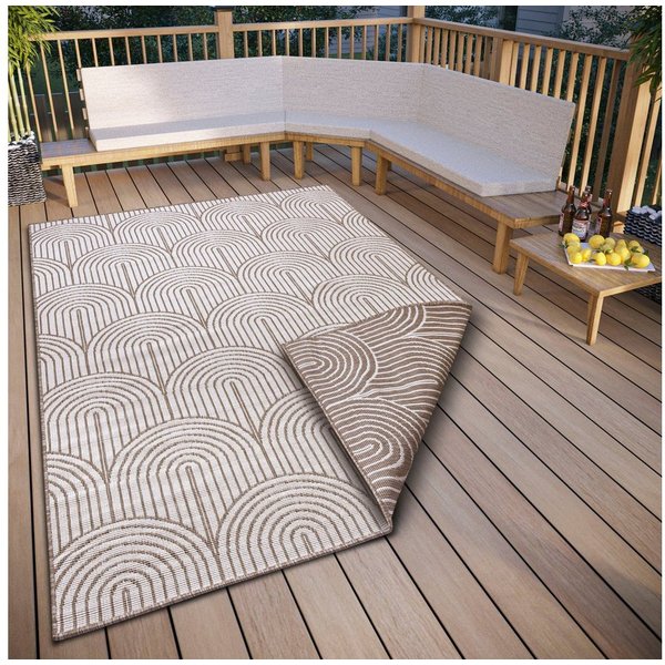 HANSE Home Outdoorteppich Pangli, Wendeteppich, rechteckig, Höhe: 5 mm, In-& Outdoor, Teppich, Wetterfest, Balkon, Garten, Wohnzimmer, Modern