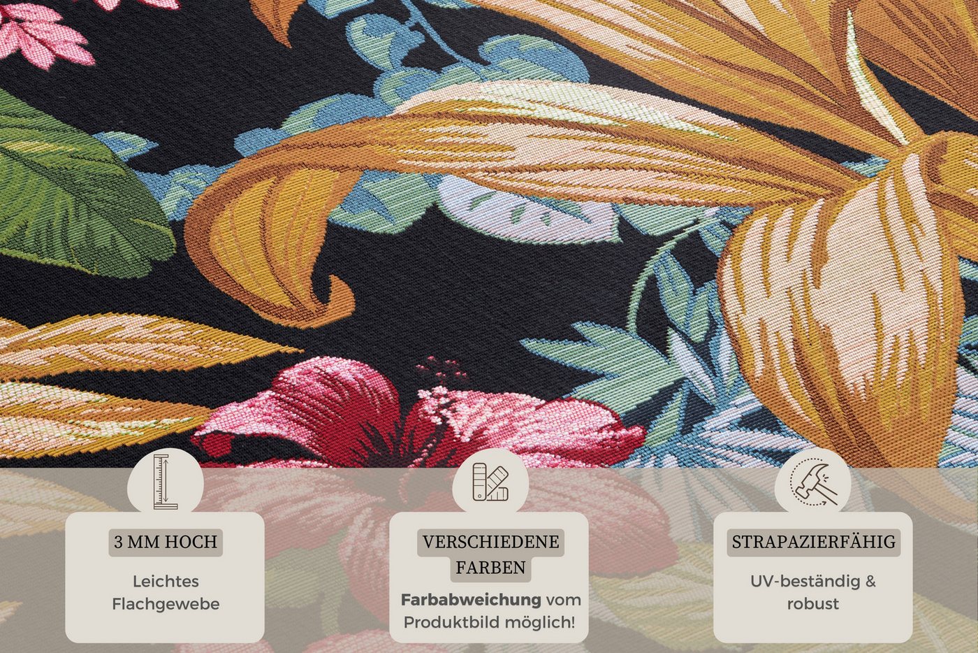 HANSE Home Outdoorteppich Tropical Flowers, rechteckig, Höhe: 3 mm, In-& Outdoor, Teppich, Wetterfest, Balkon, Garten, Wohnzimmer, Floral – Bild 4 von 5
