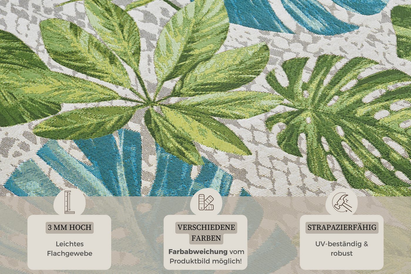HANSE Home Outdoorteppich Tropical Leaves, rechteckig, Höhe: 3 mm, In-& Outdoor, Wetterfest, Balkon, Garten, Wohnzimmer, Floral, Palme – Bild 4 von 5