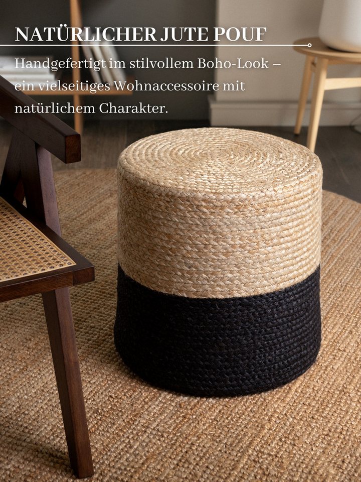 HANSE Home Pouf Looma, Jute (1-St), Jute, Natur, Wohnzimmer, Esszimmer, Schlafzimmer, Flur, Modern, Boho – Bild 3 von 5