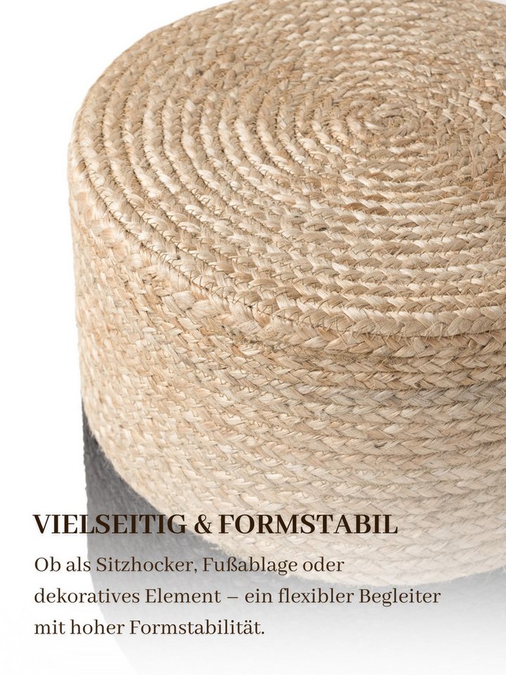HANSE Home Pouf Looma, Jute (1-St), Jute, Natur, Wohnzimmer, Esszimmer, Schlafzimmer, Flur, Modern, Boho – Bild 5 von 5