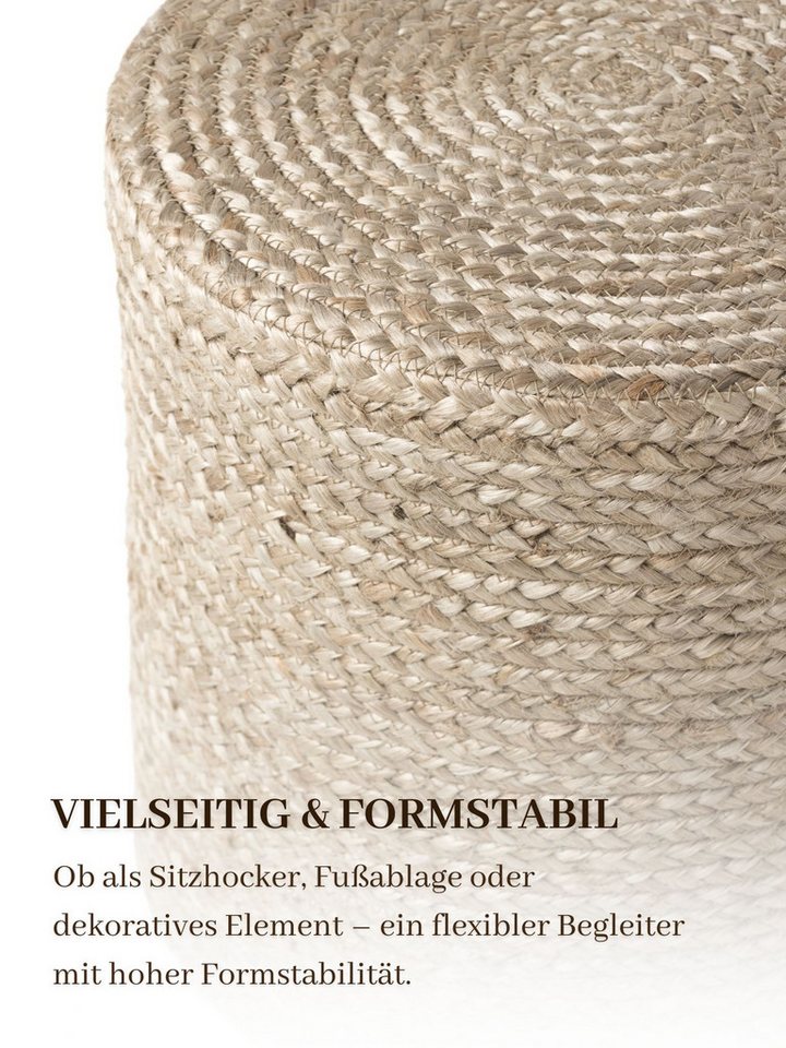 HANSE Home Pouf Looma, Jute (1-St), Jute, Natur, Wohnzimmer, Esszimmer, Schlafzimmer, Flur, Modern, Boho – Bild 5 von 5