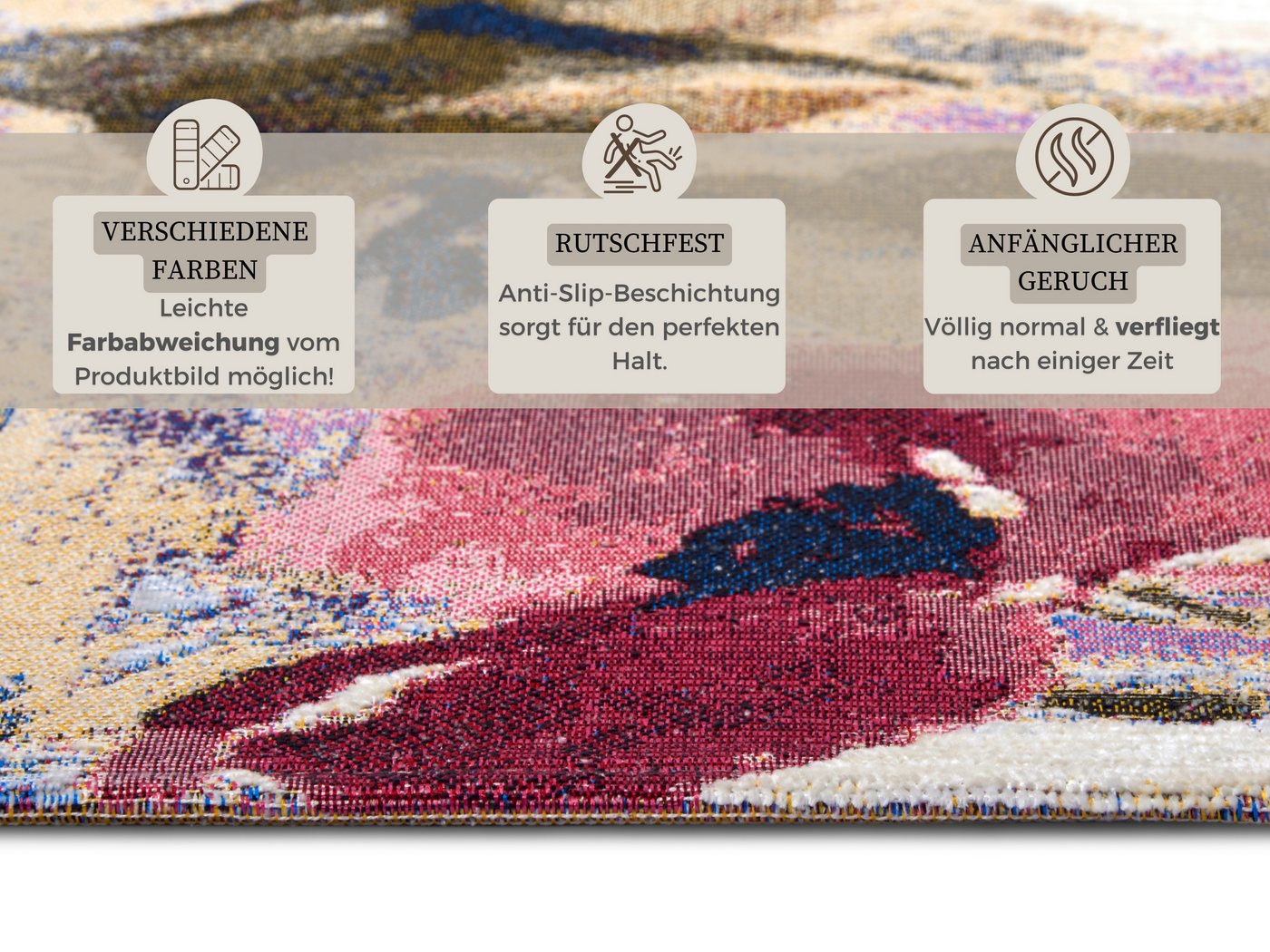HANSE Home Teppich Atika, rechteckig, Höhe: 5 mm, Floral, Kurzflor, pflegeleicht, Anti-Slip, Glanz, Wohnzimmer – Bild 4 von 5