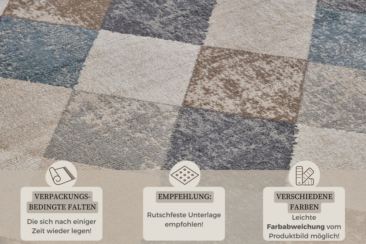 HANSE Home Teppich Bakke, rechteckig, Höhe: 8 mm, Kurzflor, Läufer, Rauten-Muster, Wohnzimmer, Schlafzimmer, Esszimmer – Bild 4 von 5