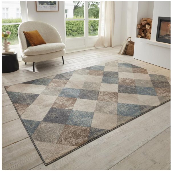 HANSE Home Teppich Bakke, rechteckig, Höhe: 8 mm, Kurzflor, Läufer, Rauten-Muster, Wohnzimmer, Schlafzimmer, Esszimmer