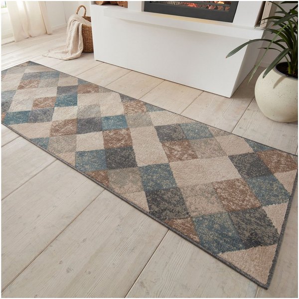 HANSE Home Teppich Bakke, rechteckig, Höhe: 8 mm, Kurzflor, Läufer, Rauten-Muster, Wohnzimmer, Schlafzimmer, Esszimmer