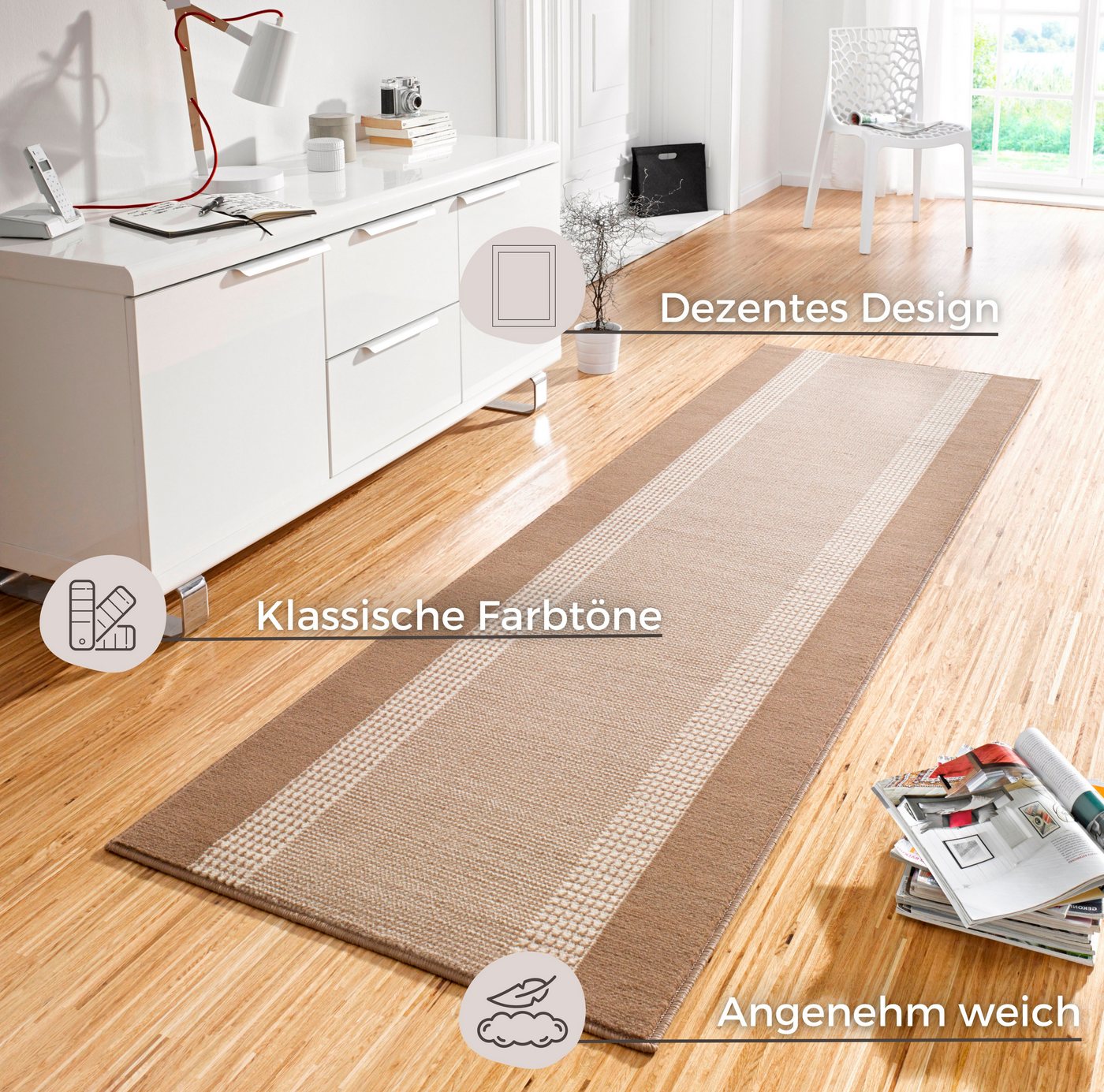 HANSE Home Teppich Band, rechteckig, Höhe: 9 mm, Kurzflor, weich, Läufer Größen, Wohnzimmer, Schlafzimmer, Esszimmer – Bild 3 von 5