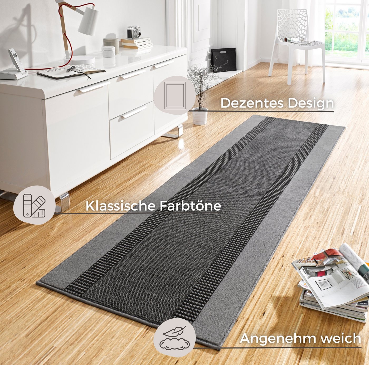 HANSE Home Teppich Band, rechteckig, Höhe: 9 mm, Kurzflor, weich, Läufer Größen, Wohnzimmer, Schlafzimmer, Esszimmer – Bild 3 von 5