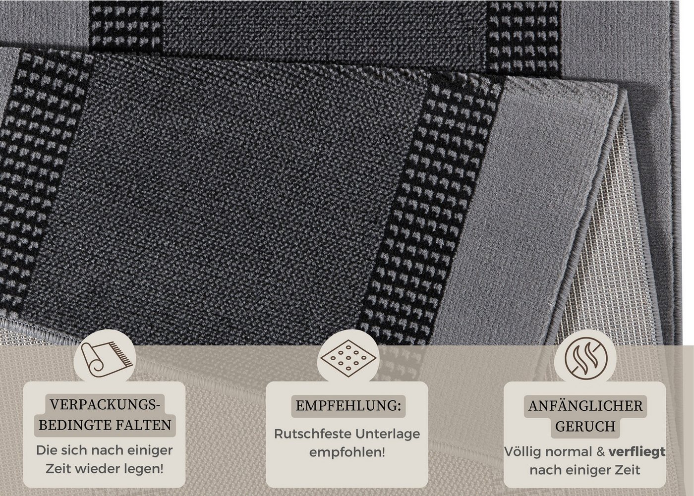 HANSE Home Teppich Band, rechteckig, Höhe: 9 mm, Kurzflor, weich, Läufer Größen, Wohnzimmer, Schlafzimmer, Esszimmer – Bild 4 von 5