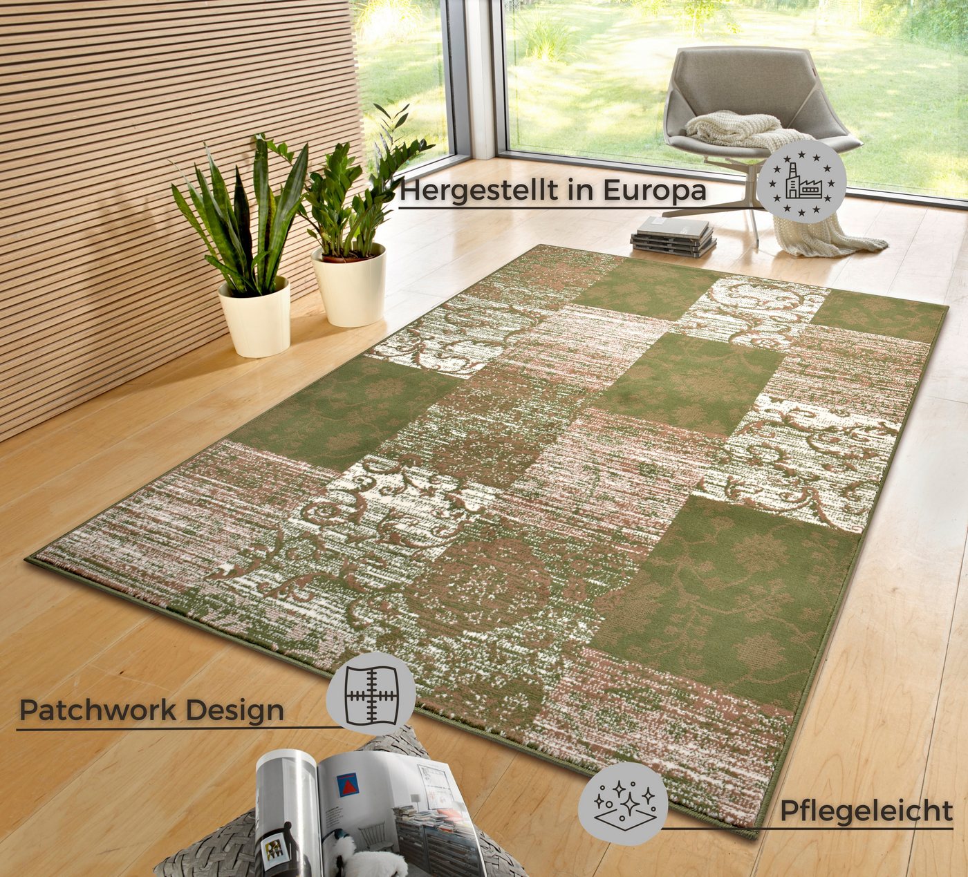 HANSE Home Teppich Bloques, rechteckig, Höhe: 9 mm, Kurzflor, Weich, Mehrfarbig, Wohnzimmer, Schlafzimmer, Esszimmer – Bild 3 von 5