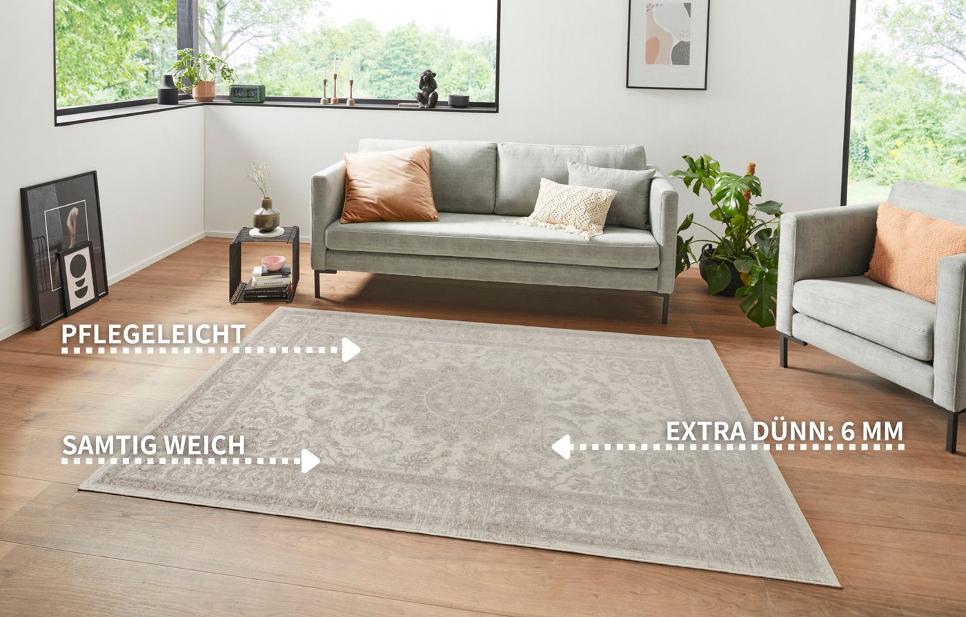 HANSE Home Teppich Briar, rechteckig, Höhe: 6 mm, Samt, Orient-Optik, Seiden-Optik, robust, pflegeleicht, gekettelt – Bild 3 von 5