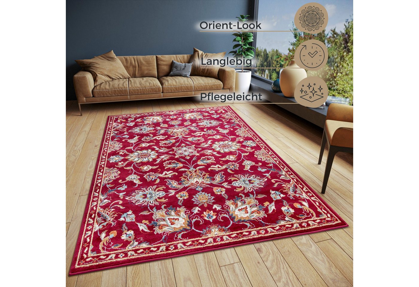 HANSE Home Teppich Caracci, rechteckig, Höhe: 8 mm, Läufer, Orientalisch, Kurzflor, Wohnzimmer, Schlafzimmer, Esszimmer – Bild 3 von 5