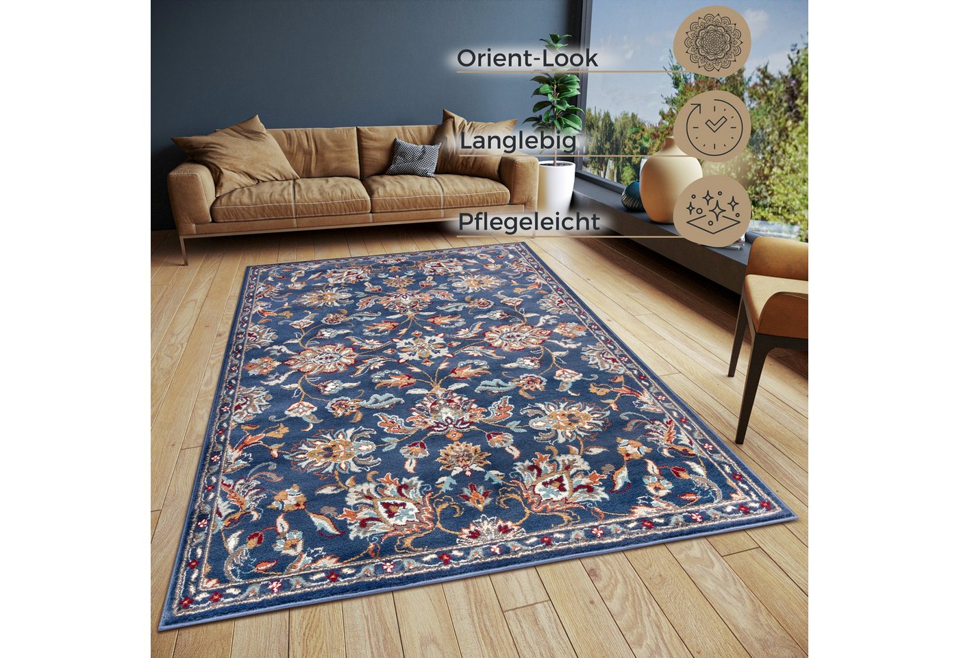 HANSE Home Teppich Caracci, rechteckig, Höhe: 8 mm, Läufer, Orientalisch, Kurzflor, Wohnzimmer, Schlafzimmer, Esszimmer – Bild 3 von 5