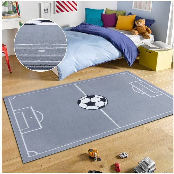 HANSE Home Teppich Estadio, rechteckig, Höhe: 8 mm, Kinderteppich, Spielteppich, Spielunterlage, Fußball, Kinderzimmer