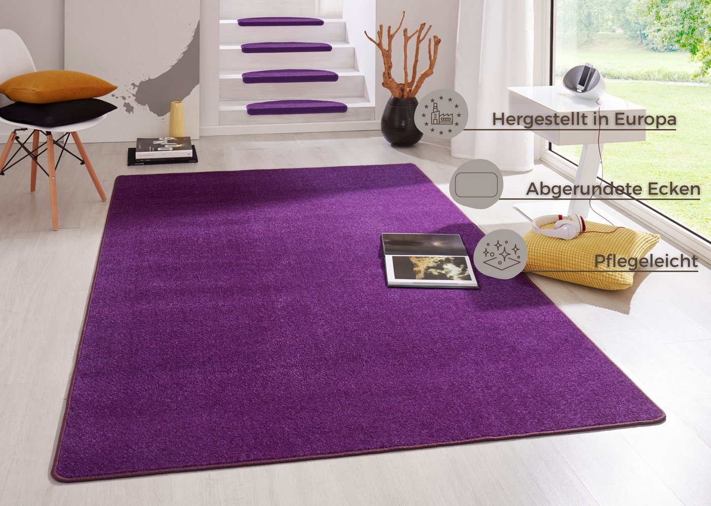 HANSE Home Teppich Fancy, rechteckig, Höhe: 7 mm, Kurzflor, Läufer, uni, gekettelt, Wohnzimmer, Schlafzimmer, Esszimmer – Bild 3 von 5