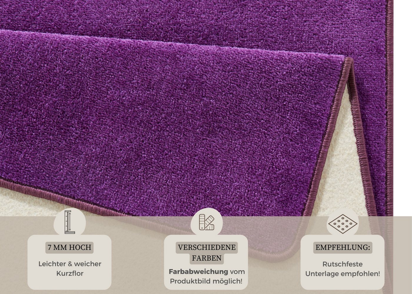 HANSE Home Teppich Fancy, rechteckig, Höhe: 7 mm, Kurzflor, Läufer, uni, gekettelt, Wohnzimmer, Schlafzimmer, Esszimmer – Bild 4 von 5