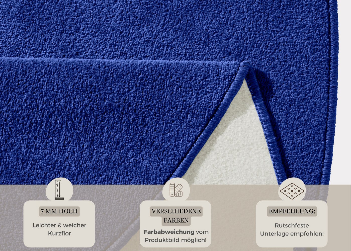 HANSE Home Teppich Fancy, rund, Höhe: 7 mm, Kurzflor, Weich, Einfarbig, Wohnzimmer, Schlafzimmer, Esszimmer – Bild 4 von 5