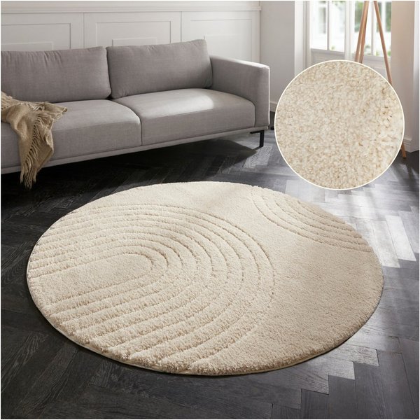 HANSE Home Teppich Fergus, rund, Höhe: 22 mm, Shaggy, Weich, Skandi, Flauschig, Wohnzimmer, Schlafzimmer, Flur