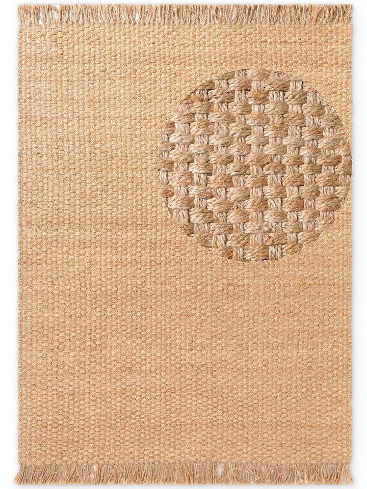 HANSE Home Teppich Fjord, rechteckig, Höhe: 10 mm, Jute, Handgemacht, Naturteppich, Wohnzimmer, Läufer, Fransen – Bild 2 von 5