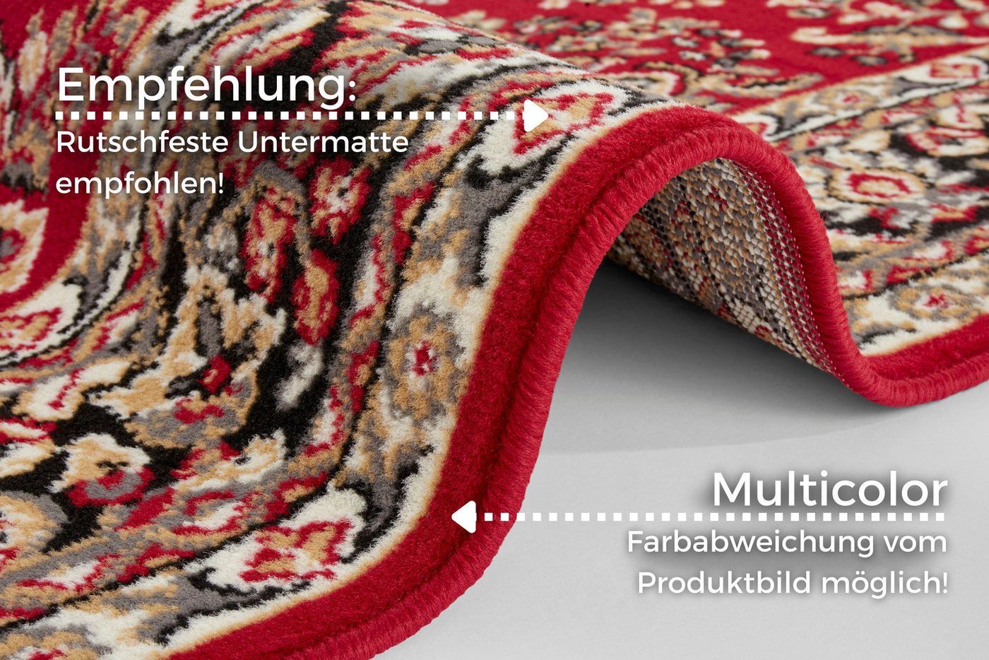 HANSE Home Teppich Halton, rechteckig, Höhe: 8 mm, Kurzflor, Orient-Optik, mit Bordüre, Läufer, pflegeleicht, gekettelt – Bild 4 von 5