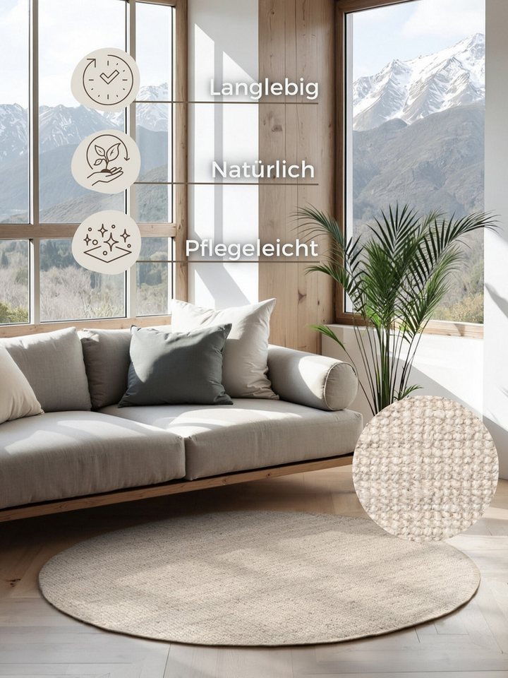 HANSE Home Teppich Jaipur Juteteppich, als Läufer und in Rund, rund, Höhe: 10 mm, 100% Naturfaser, Wohnzimmer, Esszimmer, Schlafzimmer, GRS – Bild 3 von 5