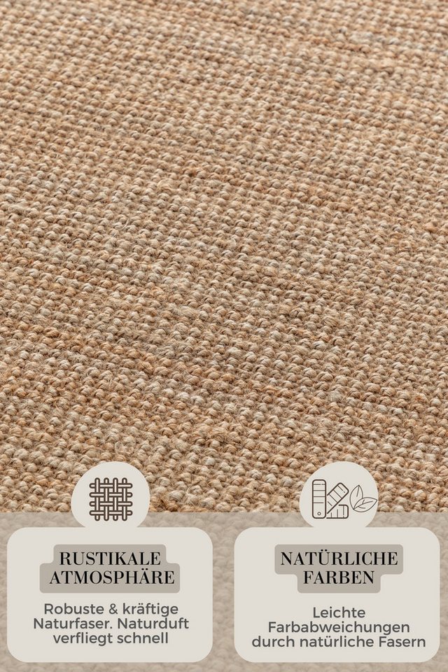 HANSE Home Teppich Jaipur Juteteppich, als Läufer und in Rund, rechteckig, Höhe: 10 mm, 100% Naturfaser, Wohnzimmer, Esszimmer, Schlafzimmer, GRS – Bild 4 von 5