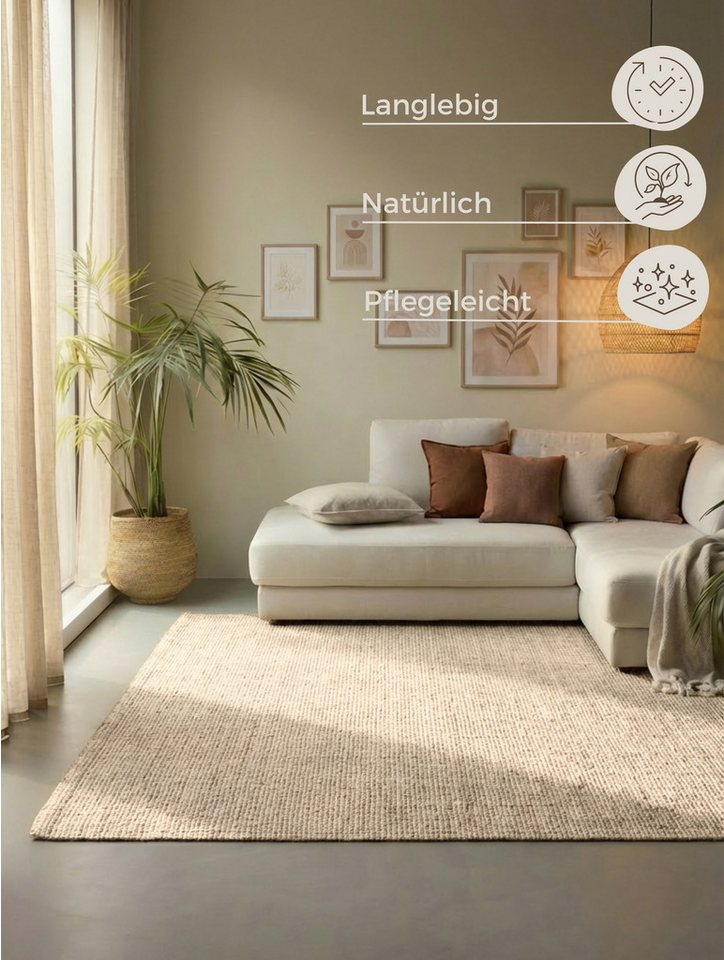 HANSE Home Teppich Jaipur Juteteppich, als Läufer und in Rund, rechteckig, Höhe: 10 mm, 100% Naturfaser, Wohnzimmer, Esszimmer, Schlafzimmer, GRS – Bild 3 von 5